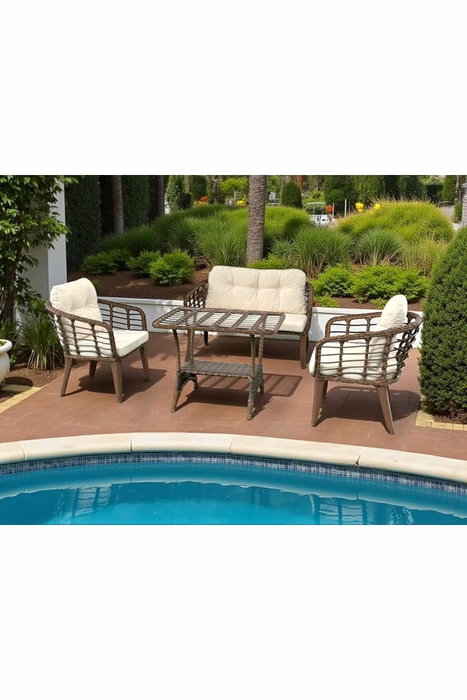 Hanah Home Manolya Conjunto de Jardín Marrón y Crema Hanah Home Manolya Conjunto de Jardín Marrón y Crema